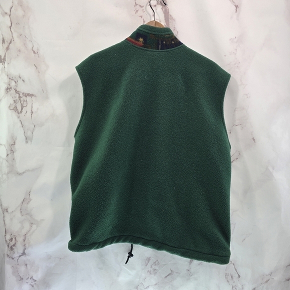 Banff National Park Vest Mens Large Green Red Vintage Zip Fleece 90s Canada - Picture 5 of 9